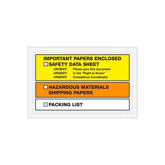 SDS Envelopes w/ "Important Papers Enclosed" Print, 10"L x 6-1/2"W, Yellow/Orange, 1000/Pack