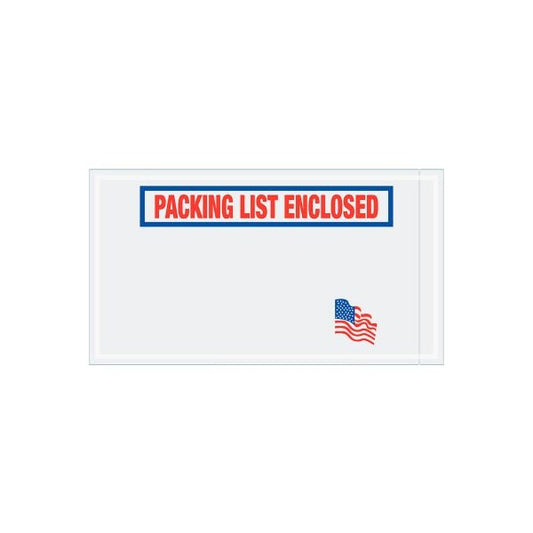USA Flag Envelopes, "Packing List Enclosed" Print, 10"L x 5-1/2"W, Red/White/Blue, 1000/Pack