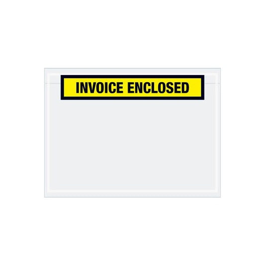 Panel Face Envelopes, "Invoice Enclosed" Print, 5-1/2"L x 7-1/2"W, Yellow, 1000/Pack