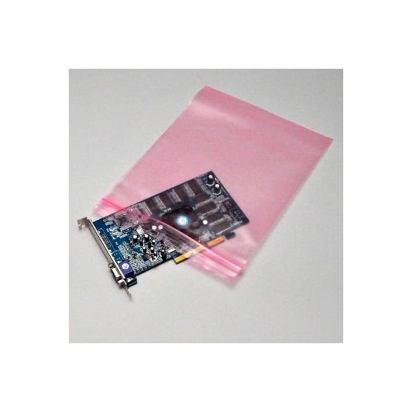 Reclosable Anti Static Bags, 6"W x 4"L 4 Mil, Pink, 1000/Pack