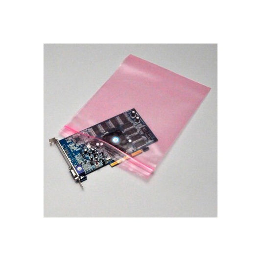 Reclosable Anti Static Bags, 12"W x 9"L 4 Mil, Pink, 1000/Pack