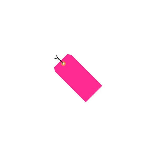 Shipping Tags, Pre Wired, #8, 6-1/4"L x 3-1/8"W, Fluorescent Pink, 1000/Pack