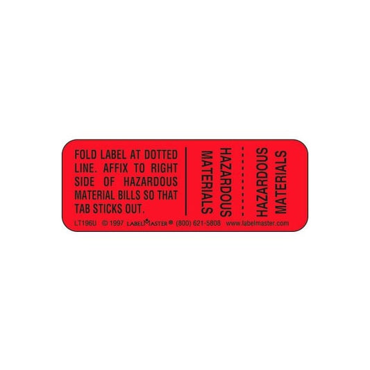LabelMaster® LT196U Hazmat Shipping Paper Tab, Paper, 500/Roll