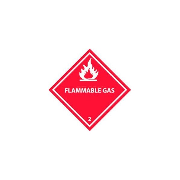 National Marker Company "Flammable Gas" Class 2 DOT Shipping Labels, 4"L x 4"W, Red, Roll of 25