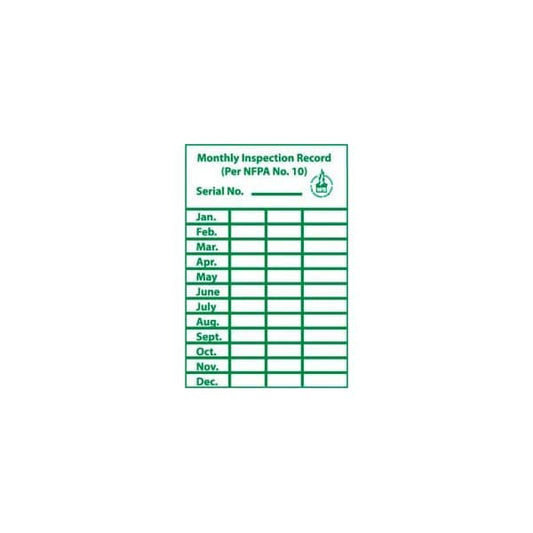 Monthly Inspection Record Label