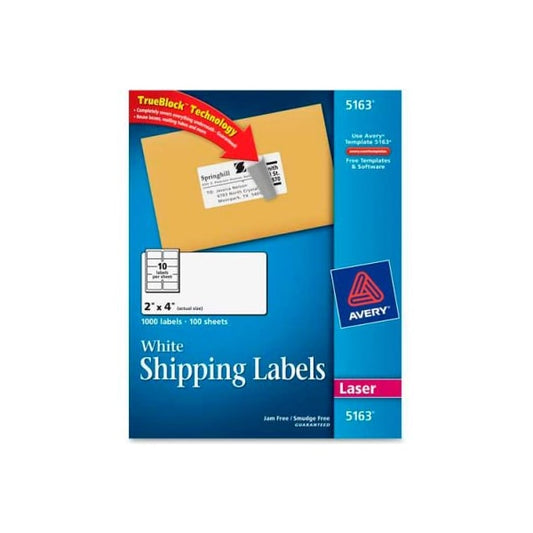 Shipping Labels with TrueBlock Technology, 2 x 4, White, 1000 Labels