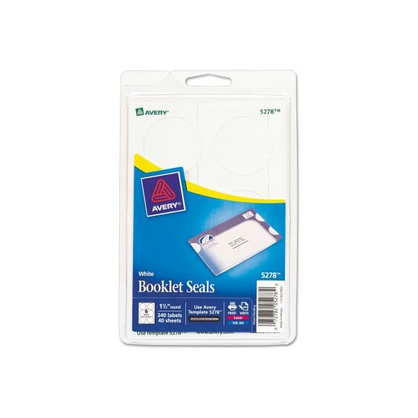 Avery® Booklet Seals, 1-1/2" Diameter, White, 240/Pack