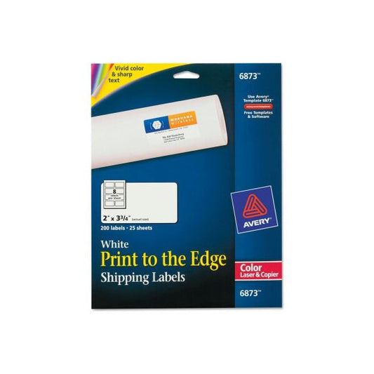 Avery® Shipping Labels for Color Laser & Copier, 2 x 3-3/4, Matte White, 200/Pack