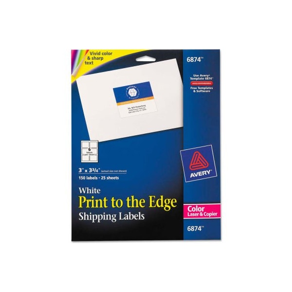 Avery® Shipping Labels for Color Laser & Copier, 3 x 3-3/4, Matte White, 150/Pack