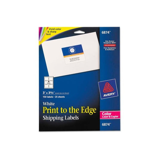 Avery® Shipping Labels for Color Laser & Copier, 3 x 3-3/4, Matte White, 150/Pack