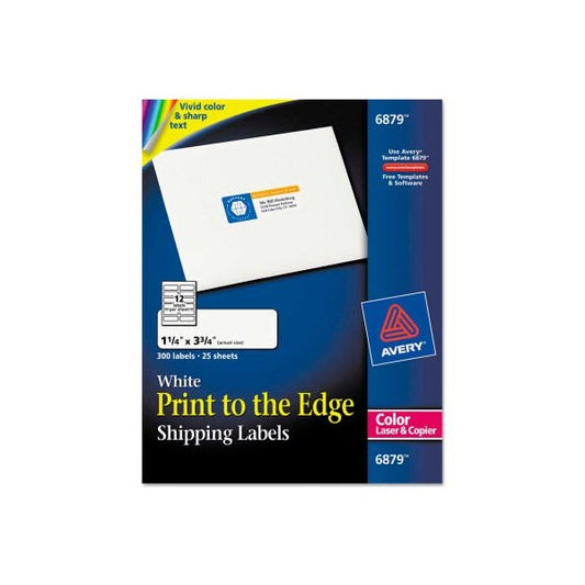 Avery® Shipping Labels for Color Laser & Copier, 1-1/4 x 3-3/4, Matte White, 300/Pack
