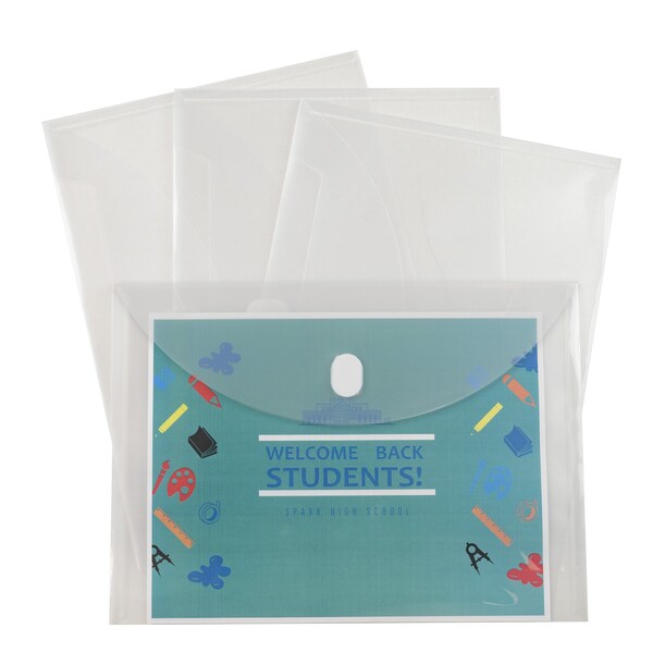 Reusable Poly Envelope, Side Load, Clear, 5PK Set of 5 PK, 25PK