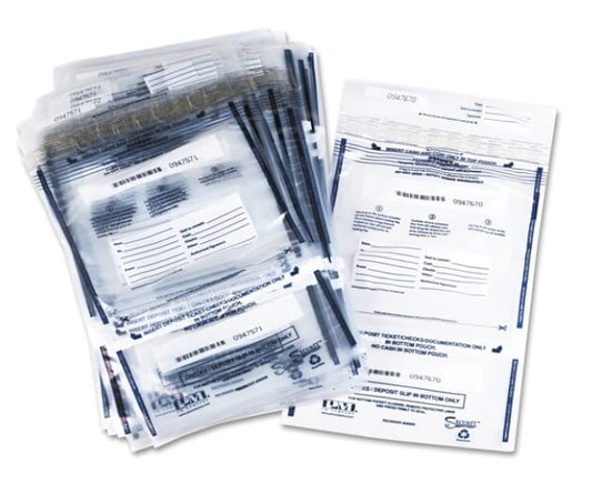 Clear Dual Deposit Bags, Tamper Evident, Plastic, 11 x 15, PK100