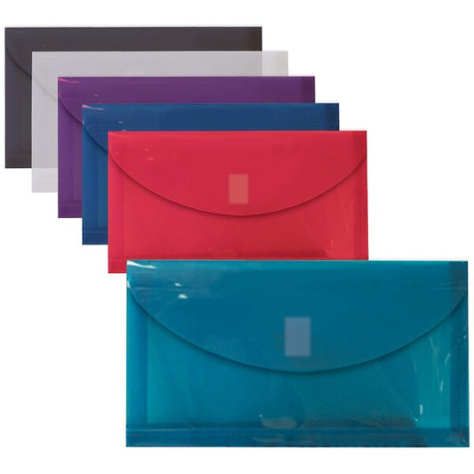 Reusable Poly Envelopes, 975in x 55in Asst'd Colors, Transparent, Side Loading, 1in Gusset, 36PK