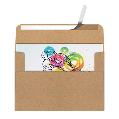 Kraft Invitation Envelopes, A7, Strong Bond Paper, Straight Flap W/Peel and Stick Closure, 100PK