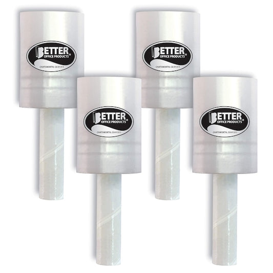 Mini Stretch Wrap W/Easy Grip Handle, Self-Dispensing, 5 in x 1000 ft Per Roll, 80 Gauge, 4PK