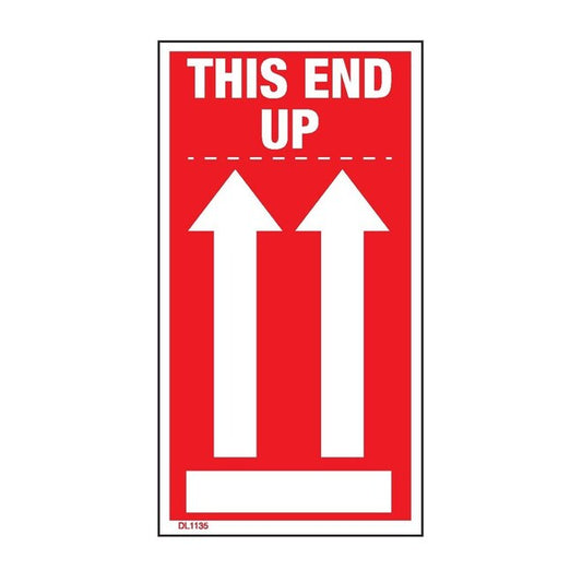 Label, DL1135, THIS END UP - ARROWS, 2" X 3-3/4"