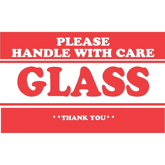 Label, DL1280, GLASS PLEASE HANDLE WITH CARE THANK YOU, 3" X 5"