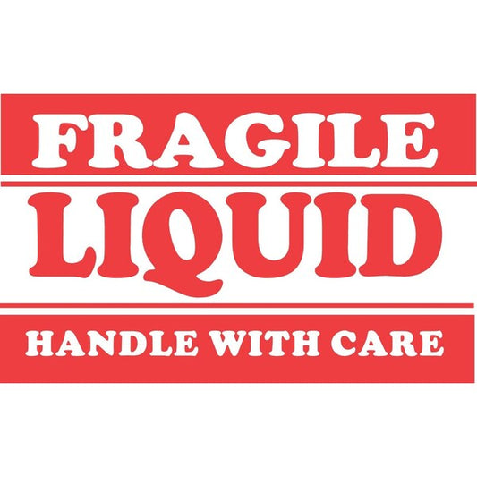 Label, DL1310, FRAGILE LIQUID HANDLE WITH CARE, 2" X 3"