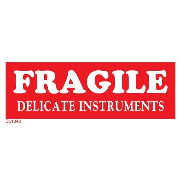 Label, DL1343, FRAGILE DELICATE INSTRUMENTS, 1-1/2" X 4"