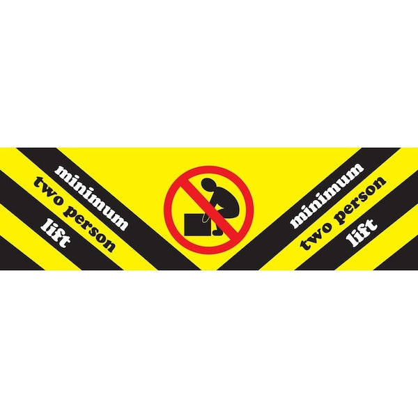 Label, DL1471, MINIMUM TWO PERSON LIFT, 2" X 8"