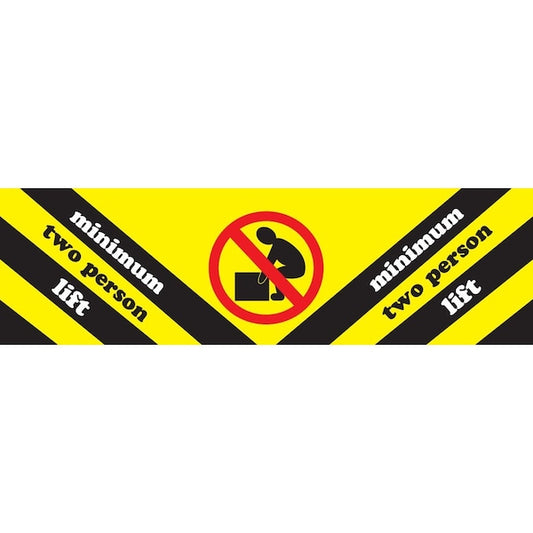 Label, DL1471, MINIMUM TWO PERSON LIFT, 2" X 8"