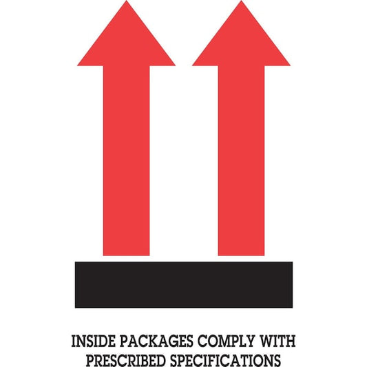Label, DL1480, ARROWS UP - INSIDE PACKAGES COMPLY, 4" X 6"