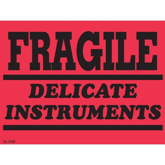 Label, DL1532, FRAGILE DELICATE INSTRUMENTS, 3" X 4"