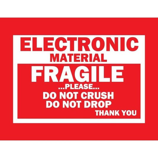 Label, DL1533, FRAGILE ELECTRONIC MATERIAL, 3" X 4"