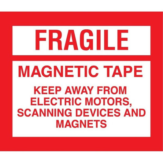 Label, DL1534, FRAGILE MAGNETIC TAPE, 4" X 4-3/4"