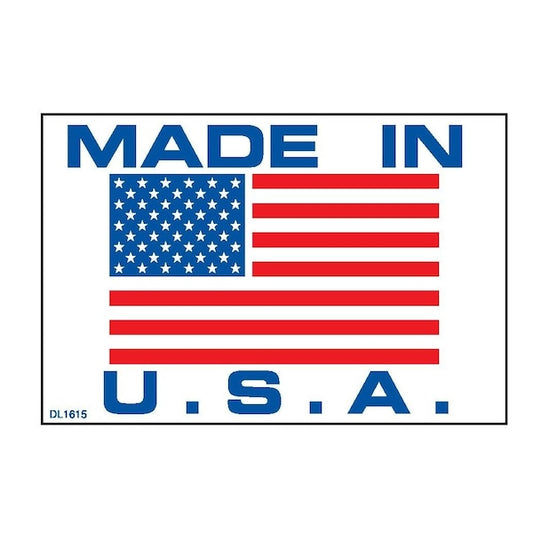 Label, DL1615, FLAG MADE IN USA, 2" X 3"