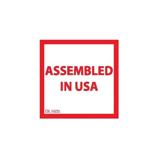 Label, DL1635, ASSEMBLED IN USA, 1" X 1"