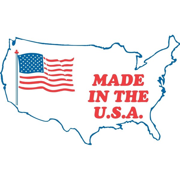 Label, DL1650, FLAG MADE IN THE USA, 3" X 5"