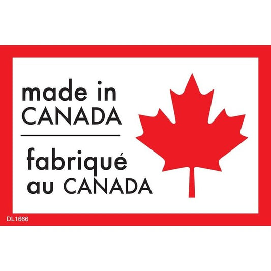 Label, DL1666, MADE IN CANADA, 2" X 3"