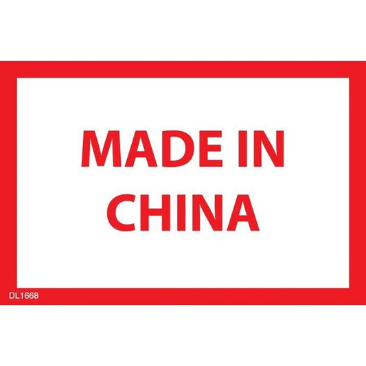 Label, DL1668, MADE IN CHINA, 2" X 3"