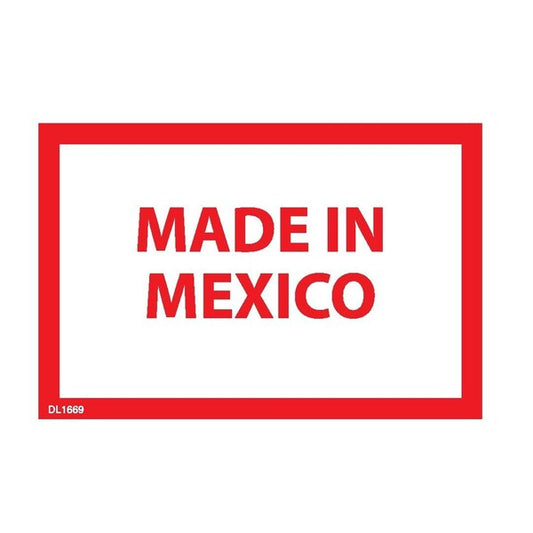Label, DL1669, MADE IN MEXICO, 2" X 3"