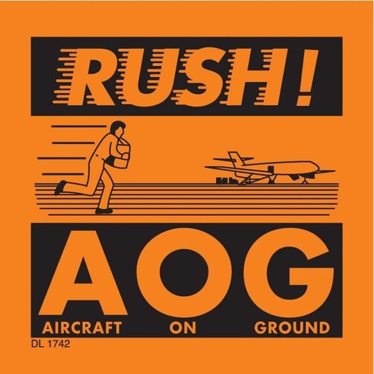Label, DL1742, RUSH! A O G, 4" X 4"