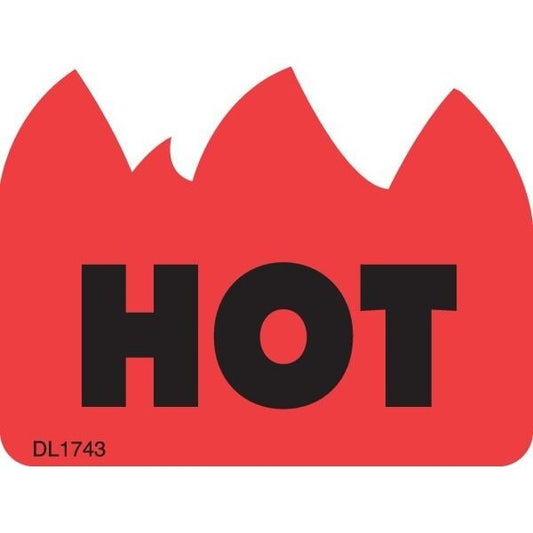 Label, DL1743, HOT, 1-1/2" X 2"