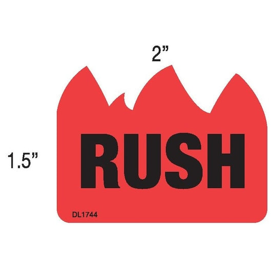 Label, DL1744, RUSH, 1-1/2" X 2"