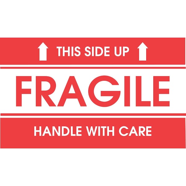 Label, DL1772, FRAGILE THIS SIDE UP HANDLE WITH CARE, 3" X 5"