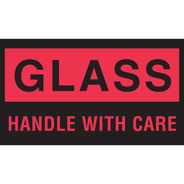 Label, DL1780, GLASS HANDLE WITH CARE, 3" X 5"