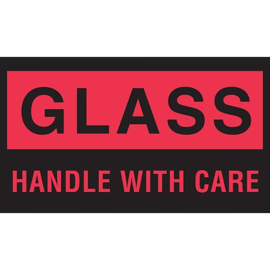 Label, DL1780, GLASS HANDLE WITH CARE, 3" X 5"