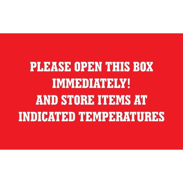 Label, DL1803, PLEASE OPEN BOX IMMEDIATELY, 3" X 5"