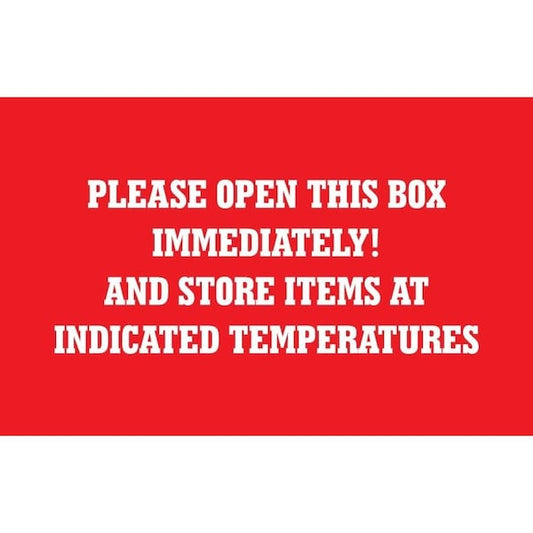 Label, DL1803, PLEASE OPEN BOX IMMEDIATELY, 3" X 5"