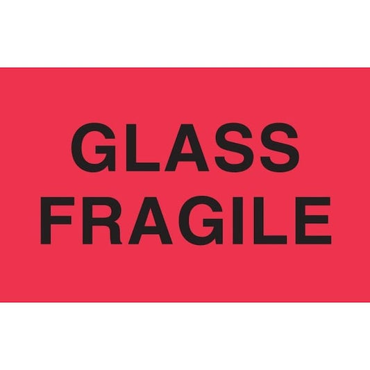Label, DL2442, GLASS FRAGILE, 3" X 5"