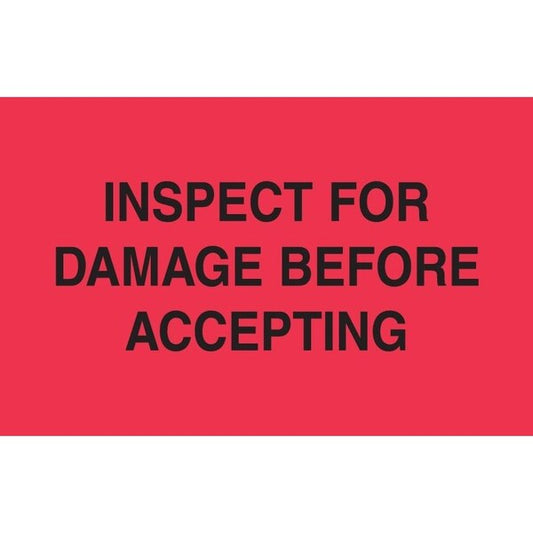 Label, DL2446, INSPECT FOR DAMAGE, 3"X5"