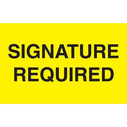 Label, DL2783, SIGNATURE REQUIRED, 3" X 5"