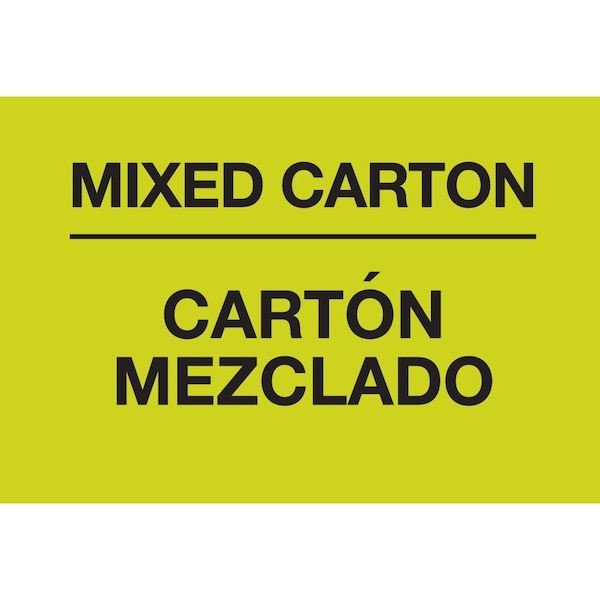 Label, DL3040, MIXED CARTON BILINGUAL, 3" X 5"