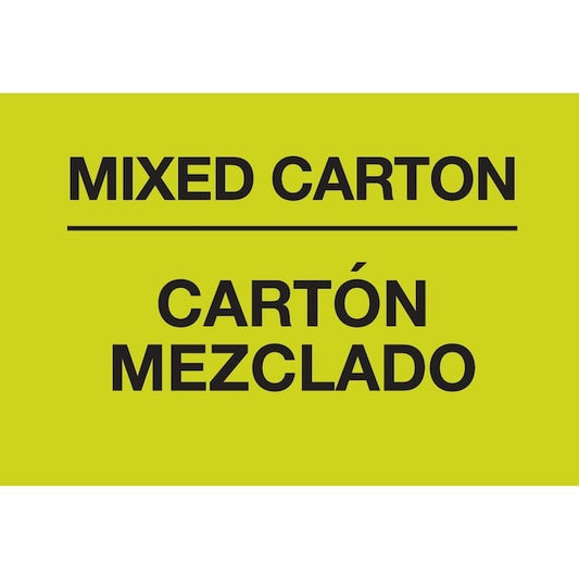 Label, DL3040, MIXED CARTON BILINGUAL, 3" X 5"