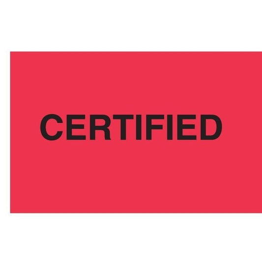Label, DL3205, CERTIFIED, 3" X 5"